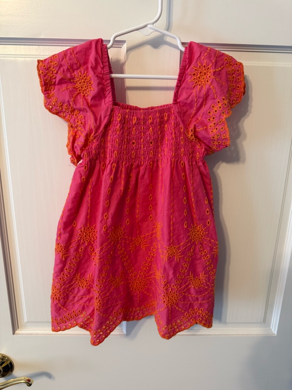 Zara Bright Pink Tunic with Orange Eyelet Detail